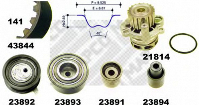 MAPCO 41844 -  Водяной насос + комплект зубчатого ремня