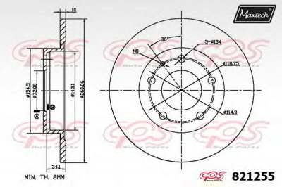 MAXTECH 8212550000 -  Тормозной диск