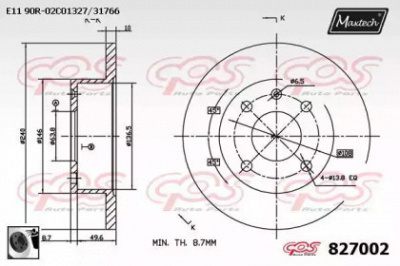MAXTECH 8270020060 -  Тормозной диск