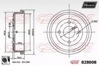 MAXTECH 8280080060 -  Тормозной барабан