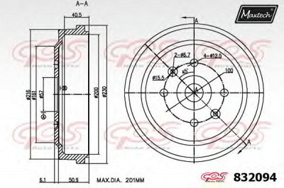 MAXTECH 8320940000 -  Тормозной барабан
