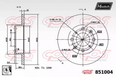 MAXTECH 8510040080 -  Тормозной диск
