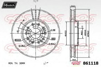 MAXTECH 8611186980 -  Тормозной диск