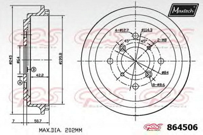 MAXTECH 8645060000 -  Тормозной барабан