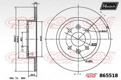 MAXTECH 8655180000 -  Тормозной диск