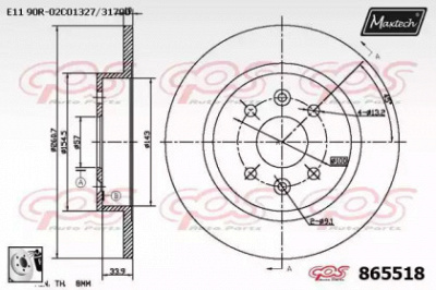 MAXTECH 8655180080 -  Тормозной диск