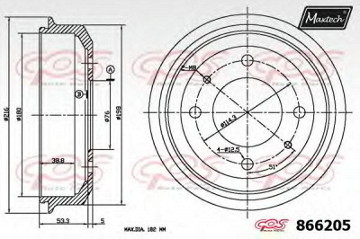 MAXTECH 8662050000 -  Тормозной барабан
