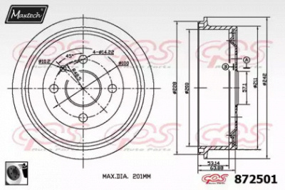 MAXTECH 8725010060 -  Тормозной барабан