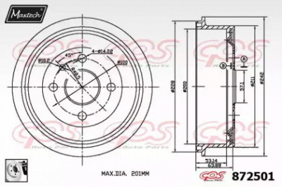 MAXTECH 8725010080 -  Тормозной барабан