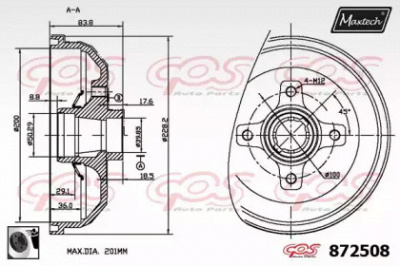 MAXTECH 8725080060 -  Тормозной барабан