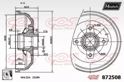 MAXTECH 8725080080 -  Тормозной барабан