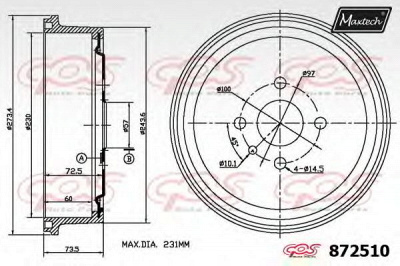 MAXTECH 8725100000 -  Тормозной барабан