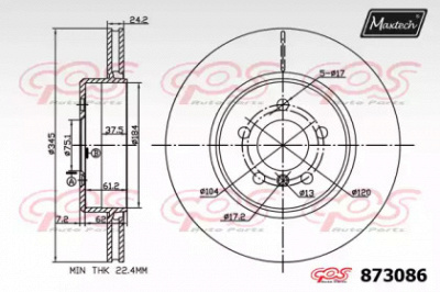 MAXTECH 8730860000 -  Тормозной диск