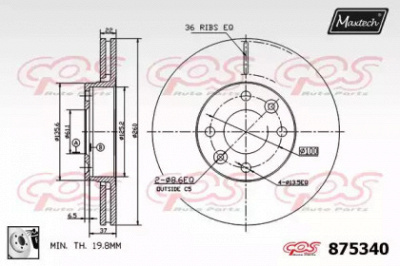 MAXTECH 8753400080 -  Тормозной диск