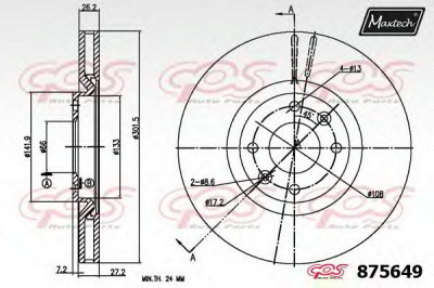 MAXTECH 8756490000 -  Тормозной диск