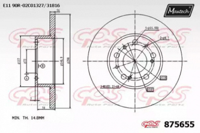 MAXTECH 8756550000 -  Тормозной диск