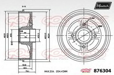 MAXTECH 8763040000 -  Тормозной барабан