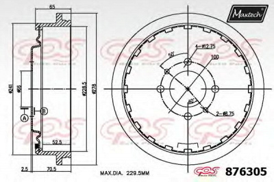 MAXTECH 8763050000 -  Тормозной барабан