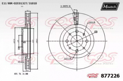MAXTECH 8772260000 -  Тормозной диск
