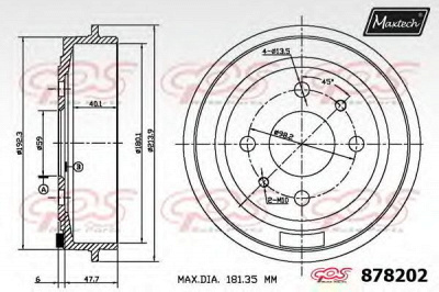 MAXTECH 8782020000 -  Тормозной барабан