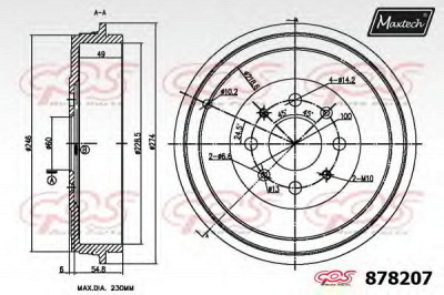 MAXTECH 8782070000 -  Тормозной барабан