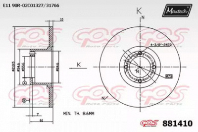 MAXTECH 8814100000 -  Тормозной диск