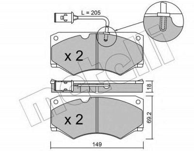 METELLI 2200143 -  Комплект тормозных колодок, дисковый тормоз