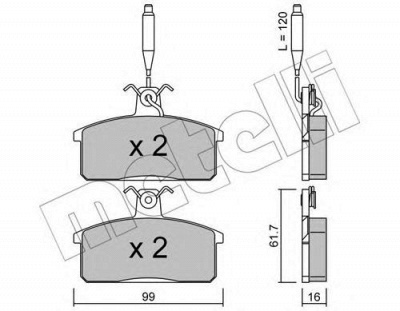 METELLI 2200263 -  Комплект тормозных колодок, дисковый тормоз