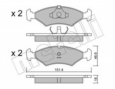 METELLI 2200290 -  Комплект тормозных колодок, дисковый тормоз
