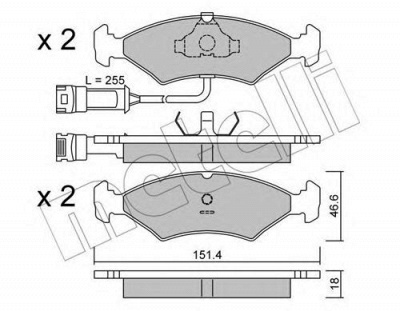 METELLI 2200291 -  Комплект тормозных колодок, дисковый тормоз