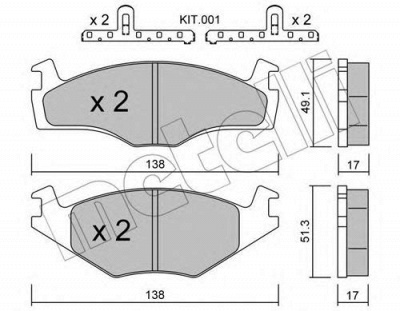 METELLI 2200452k -  Комплект тормозных колодок, дисковый тормоз