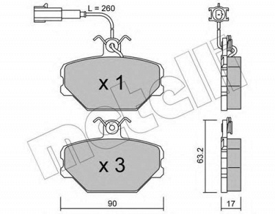 METELLI 2200590 -  Комплект тормозных колодок, дисковый тормоз