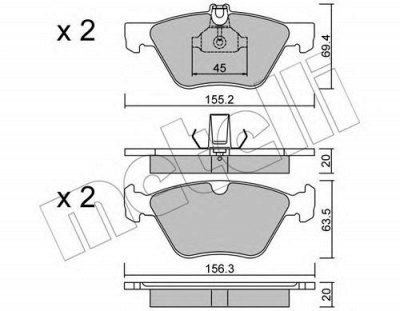 METELLI 2202520 -  Комплект тормозных колодок, дисковый тормоз