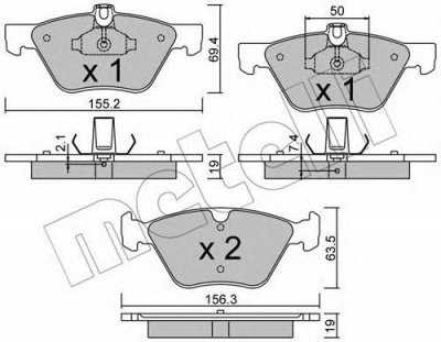 METELLI 2202521 -  Комплект тормозных колодок, дисковый тормоз