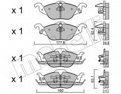 METELLI 2202570 -  Комплект тормозных колодок, дисковый тормоз
