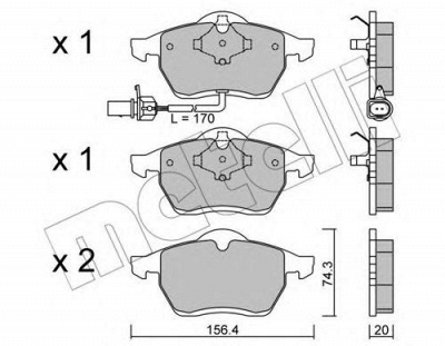 METELLI 2202791 -  Комплект тормозных колодок, дисковый тормоз