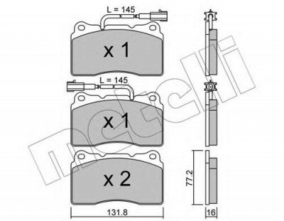 METELLI 2202880 -  Комплект тормозных колодок, дисковый тормоз