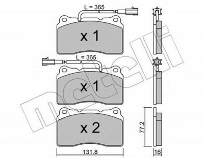 METELLI 2202884 -  Комплект тормозных колодок, дисковый тормоз