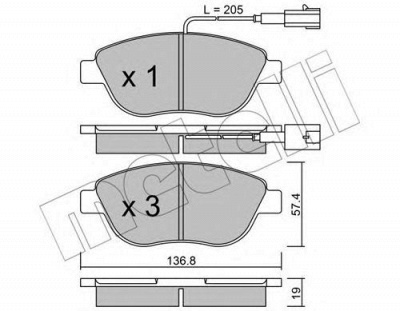 METELLI 2203220 -  Комплект тормозных колодок, дисковый тормоз