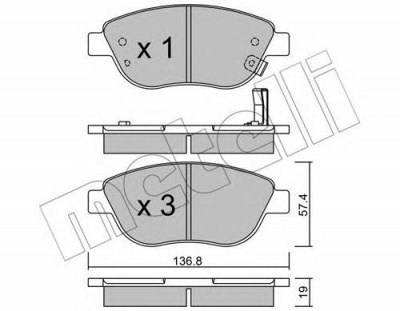 METELLI 2203222 -  Комплект тормозных колодок, дисковый тормоз