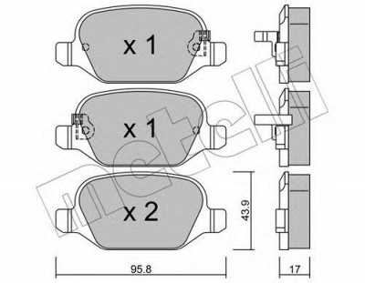 METELLI 2203244 -  Комплект тормозных колодок, дисковый тормоз