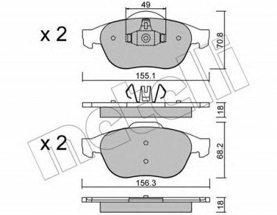 METELLI 2203362 -  Комплект тормозных колодок, дисковый тормоз