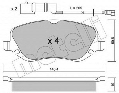 METELLI 2205290 -  Комплект тормозных колодок, дисковый тормоз