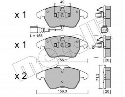 METELLI 2205480 -  Комплект тормозных колодок, дисковый тормоз