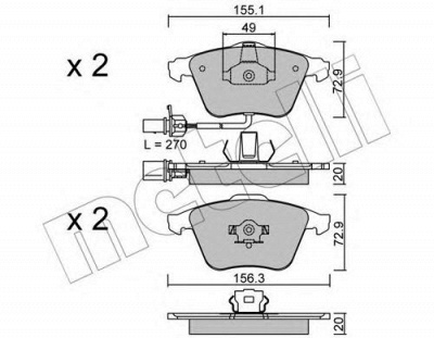 METELLI 2205491 -  Комплект тормозных колодок, дисковый тормоз