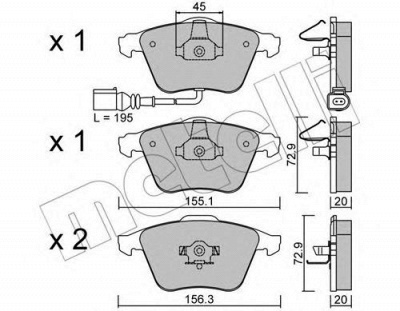METELLI 2205492 -  Комплект тормозных колодок, дисковый тормоз