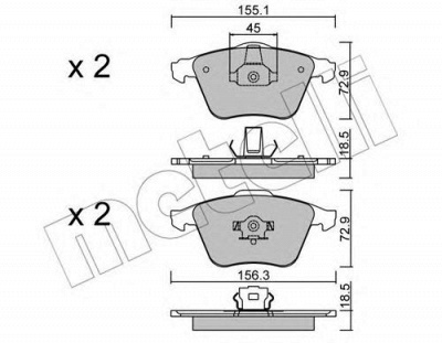 METELLI 2205493 -  Комплект тормозных колодок, дисковый тормоз