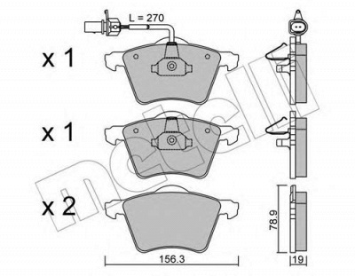 METELLI 2205500 -  Комплект тормозных колодок, дисковый тормоз