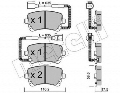 METELLI 2205541 -  Комплект тормозных колодок, дисковый тормоз