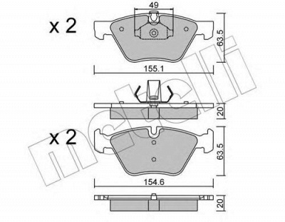 METELLI 2205570 -  Комплект тормозных колодок, дисковый тормоз